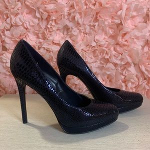 Enzo Angiolini Dark Blue Embossed Platform Pumps